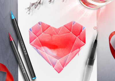 Valentine's Day Watercolor Heart Postcard Tutorial