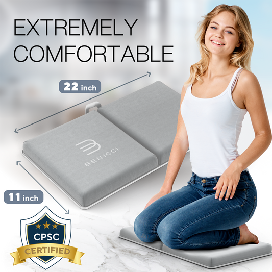 Comfortable Bath Kneeler and Elbow Kneeling Rest Pad for Baby Bathing Parents - Painless Foam Mat with Toy Organizer Pockets - Quick Drying, Foldable