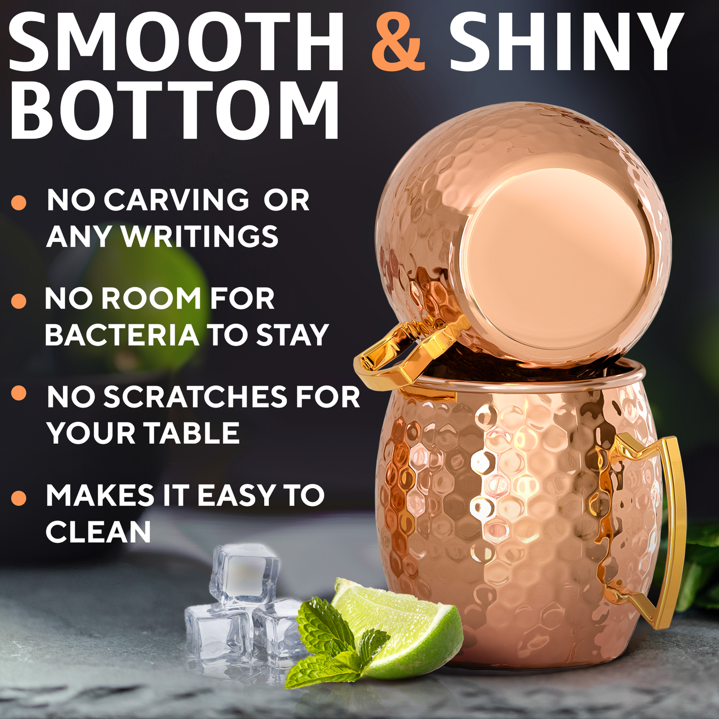 Moscow Mule Copper Mugs - Set of 4 - 100% HANDCRAFTED - Food Safe Pure Solid Copper Mugs - 16 oz Gift Set with BONUS: Highest Quality Cocktail Copper