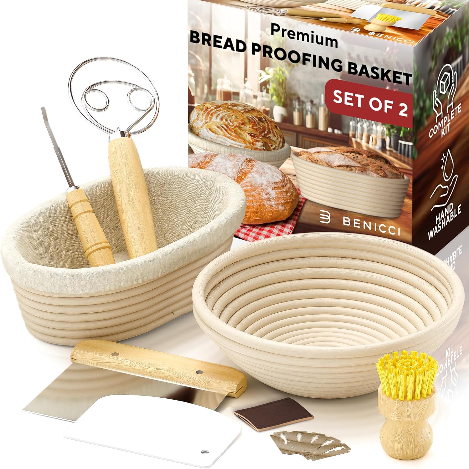 Banneton Brood Proofing Basket Set van 2 Banneton Brood Proofing Basket Set van 2