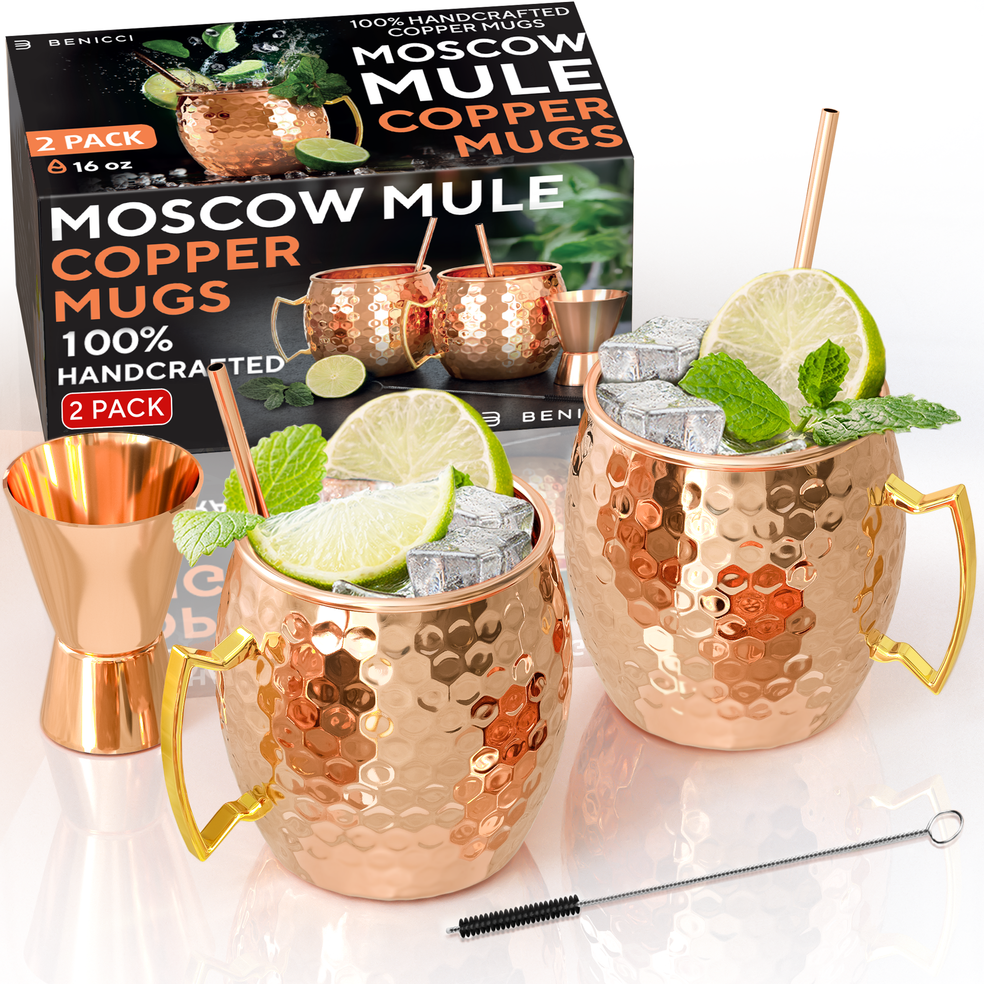 Moscow Mule Copper Mugs - Set of 2 - 100% HANDCRAFTED - Food Safe Moscow Mule Copper Mugs - Set of 2 - 100% HANDCRAFTED - Food Safe