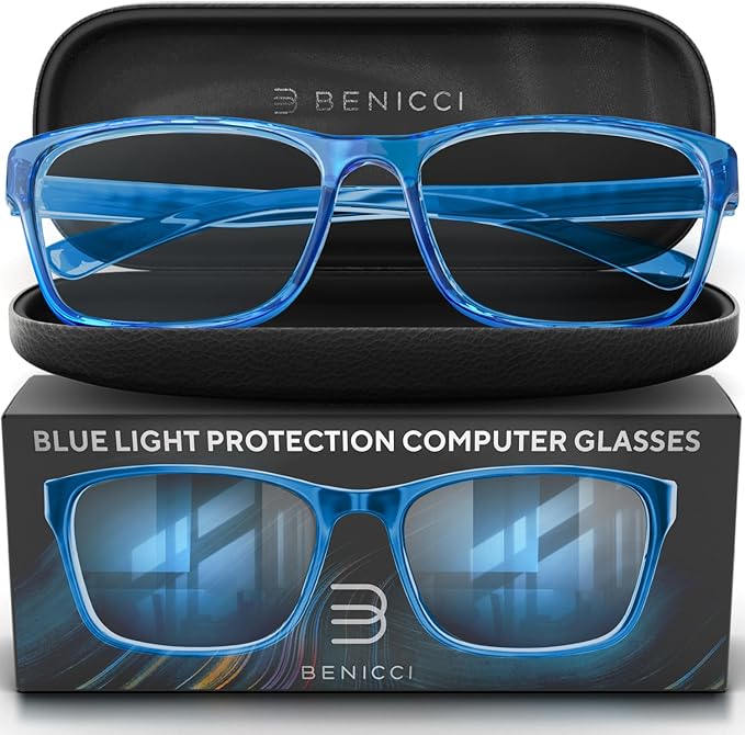 Stylish Blue Light Computer Blocking Glasses for Men and Women - Ease Digital Eye Strain, Dry Eyes, Headaches and Blurry Vision - Instantly Blocks