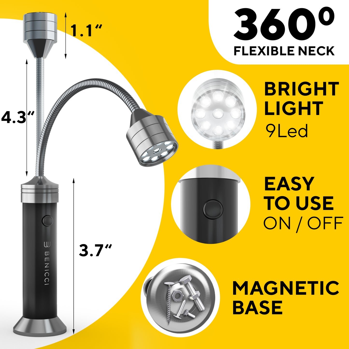 Flexible LED BBQ Grill Lights Set of 2 - The Perfect Grilling Accessories Light with 360-Degree Magnetic Base and Gooseneck - 100% Portable Weatherproof Outdoor Lamp w/ 6 Batteries Included