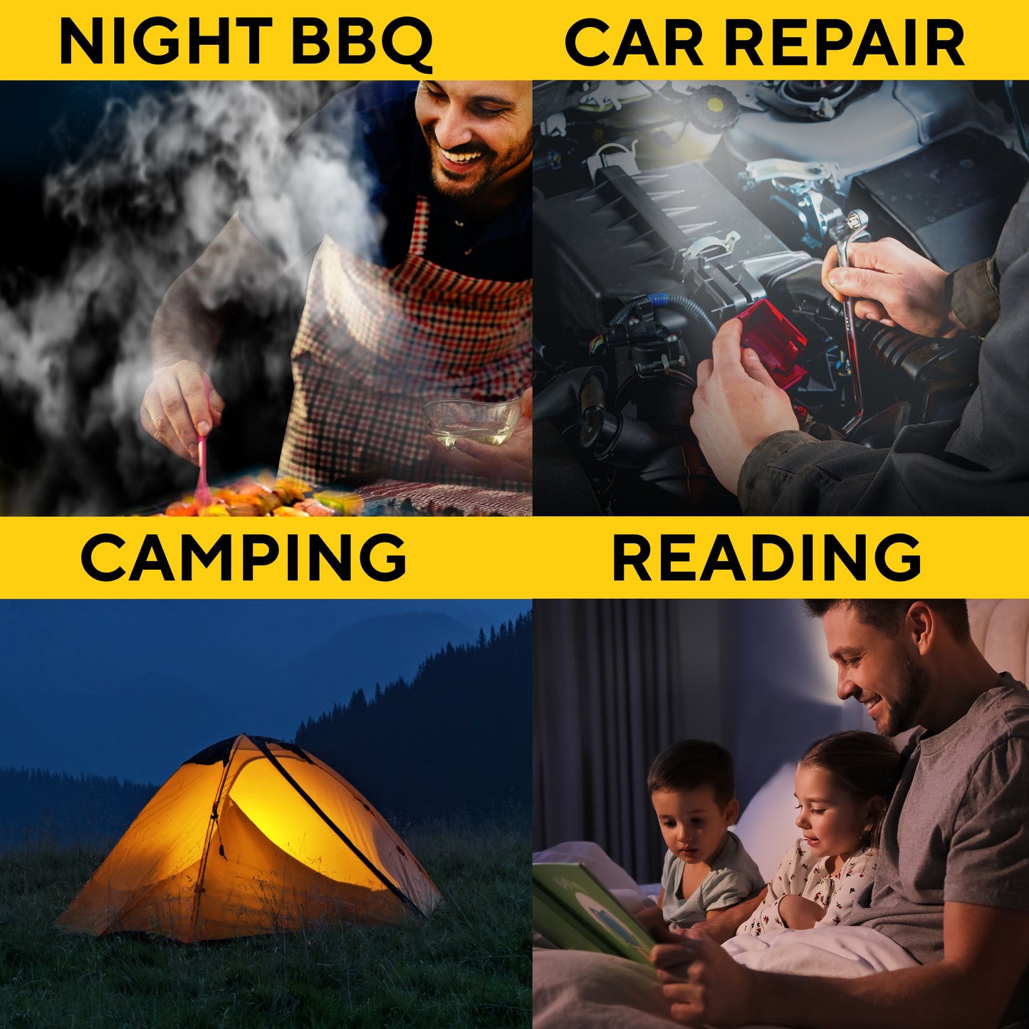 Flexible LED BBQ Grill Lights Set of 2 - The Perfect Grilling Accessories Light with 360-Degree Magnetic Base and Gooseneck - 100% Portable Weatherproof Outdoor Lamp w/ 6 Batteries Included