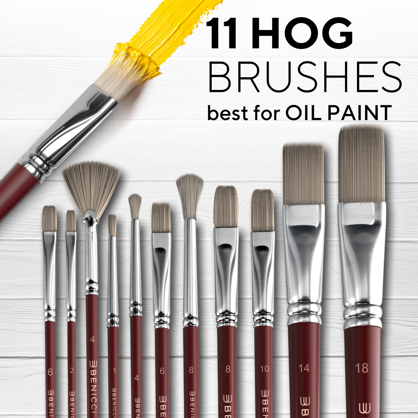 40 Pieces Professional Artist Paint Brush Set with Storage Case - Includes Round and Flat Art Brushes with Hog, Pony, Nylon Hair Bristles - Perfect for Acrylics, Watercolor, Gouache, Oil and Fabric