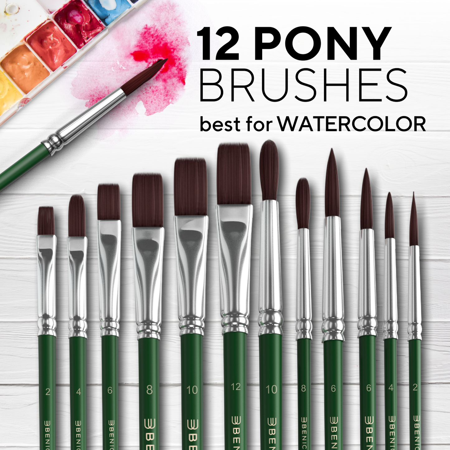 40 Pieces Professional Artist Paint Brush Set with Storage Case - Includes Round and Flat Art Brushes with Hog, Pony, Nylon Hair Bristles - Perfect for Acrylics, Watercolor, Gouache, Oil and Fabric