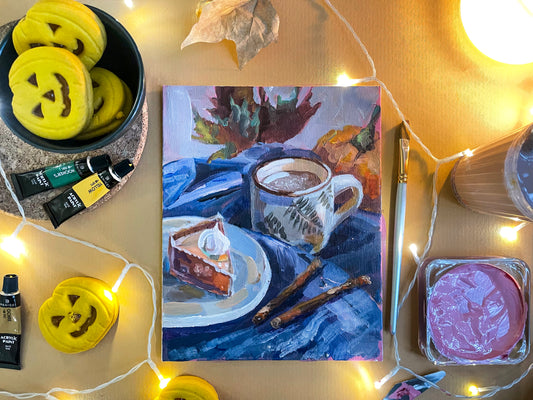 Step-by-Step Acrylic Painting Guide for a Cozy Pumpkin Latte Scene
