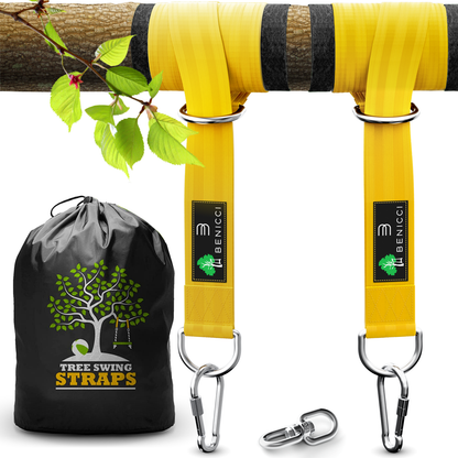 Safe Tree Swing Hanging Kit (Set of 2) - 10ft Long Straps with Two Alloy Carabiners and 2000 Lb Breaking Strength - Easy & Fast Installation for All Types of Swings and Children