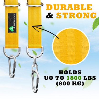 Safe Tree Swing Hanging Kit (Set of 2) - 10ft Long Straps with Two Alloy Carabiners and 2000 Lb Breaking Strength - Easy & Fast Installation for All Types of Swings and Children