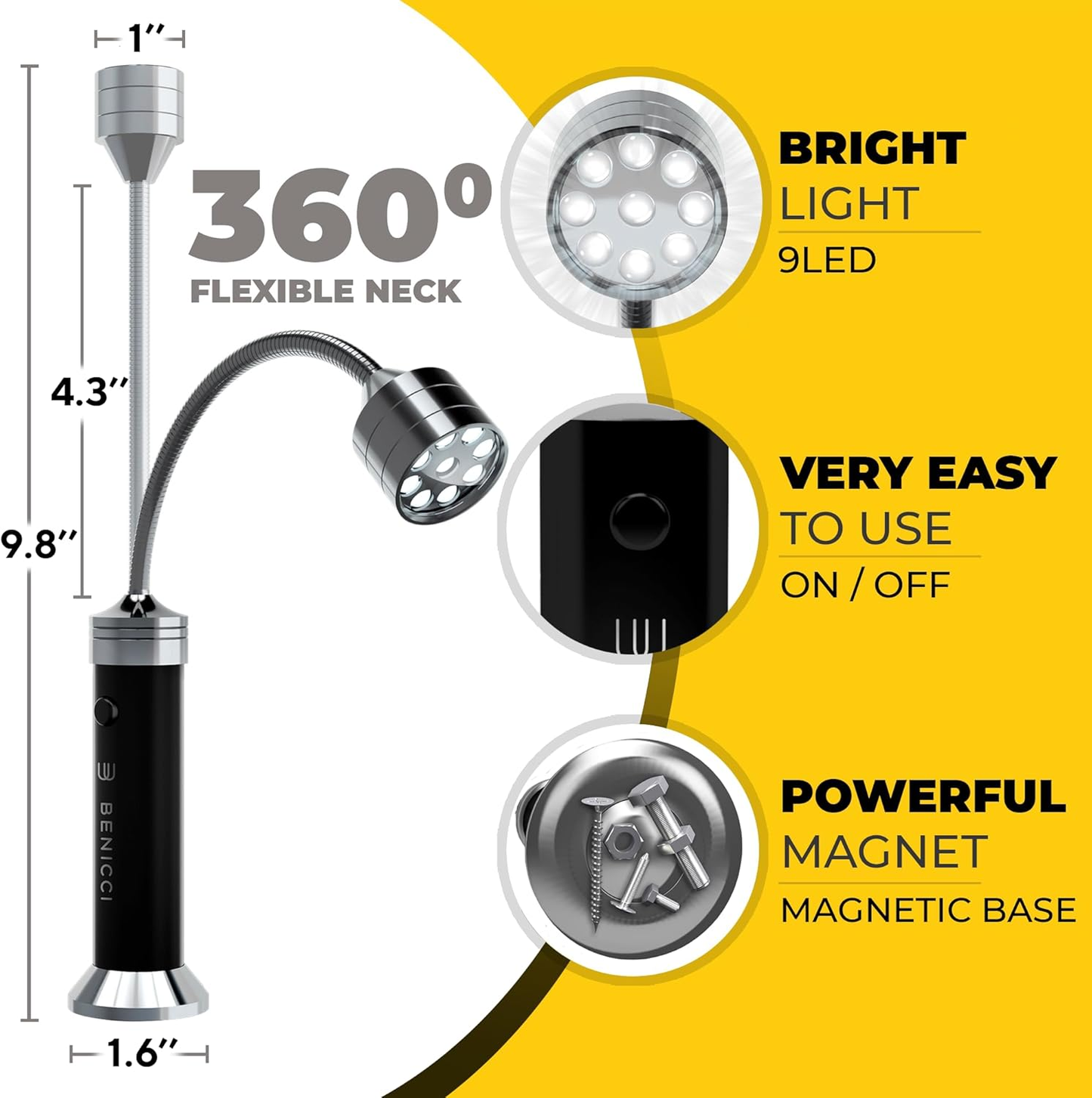 Flexible LED BBQ Grill Lights Set of 2 - The Perfect Grilling Accessories Light with 360-Degree Magnetic Base and Gooseneck - 100% Portable Weatherproof Outdoor Lamp w/ 6 Batteries Included