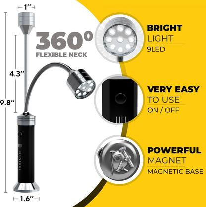 Flexible LED BBQ Grill Lights Set of 2 - The Perfect Grilling Accessories Light with 360-Degree Magnetic Base and Gooseneck - 100% Portable Weatherproof Outdoor Lamp w/ 6 Batteries Included