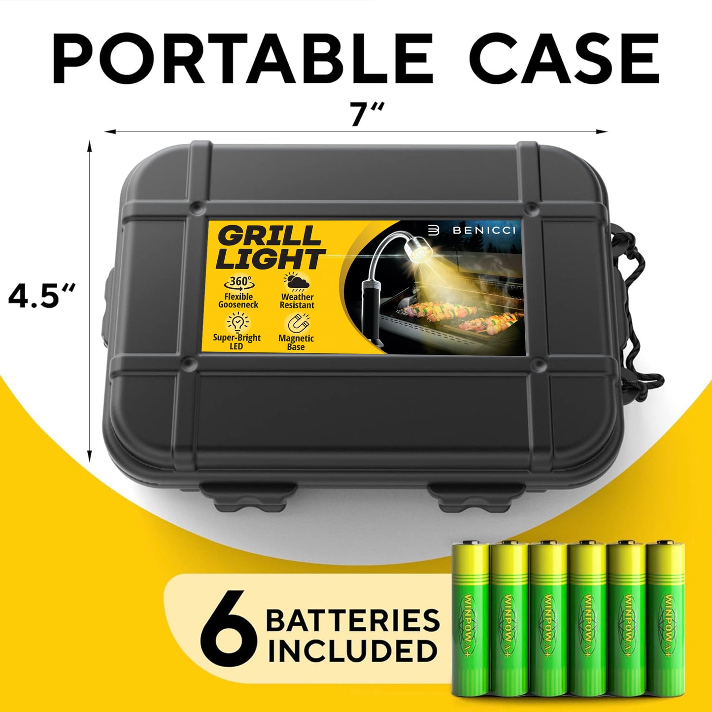 Flexible LED BBQ Grill Lights Set of 2 - The Perfect Grilling Accessories Light with 360-Degree Magnetic Base and Gooseneck - 100% Portable Weatherproof Outdoor Lamp w/ 6 Batteries Included