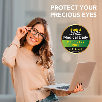 Stylish Blue Light Blocking Glasses for Women or Men - Ease Computer and Digital Eye Strain, Dry Eyes, Headaches and Blurry Vision - Instantly Blocks