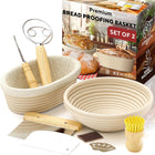 Complete Bread Proofing Baskets Set - Premium Quality Kit for Sourdough Bread Making - Includes 9