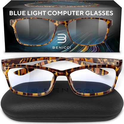 Stylish Blue Light Blocking Glasses for Women or Men - Ease Computer and Digital Eye Strain, Dry Eyes, Headaches and Blurry Vision - Instantly Blocks