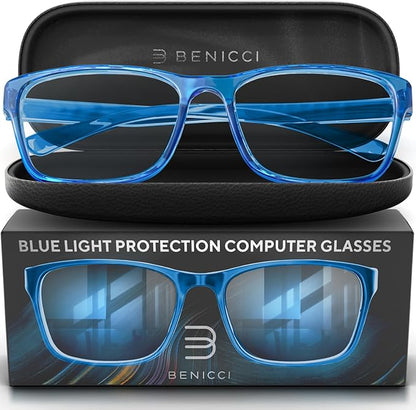 Stylish Blue Light Computer Blocking Glasses for Men and Women - Ease Digital Eye Strain, Dry Eyes, Headaches and Blurry Vision - Instantly Blocks
