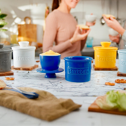 Beautiful Butter Crock for Counter with Water Line - Butter Keeper with Lid - Original French Butter Dish for Spreadable Butter - 100% Premium Ceramic - Keeps Butter Fresh and Creamy