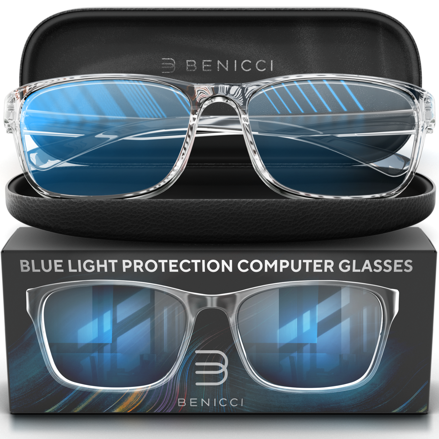 Stylish Blue Light Computer Blocking Glasses for Men and Women - Ease Digital Eye Strain, Dry Eyes, Headaches and Blurry Vision - Instantly Blocks