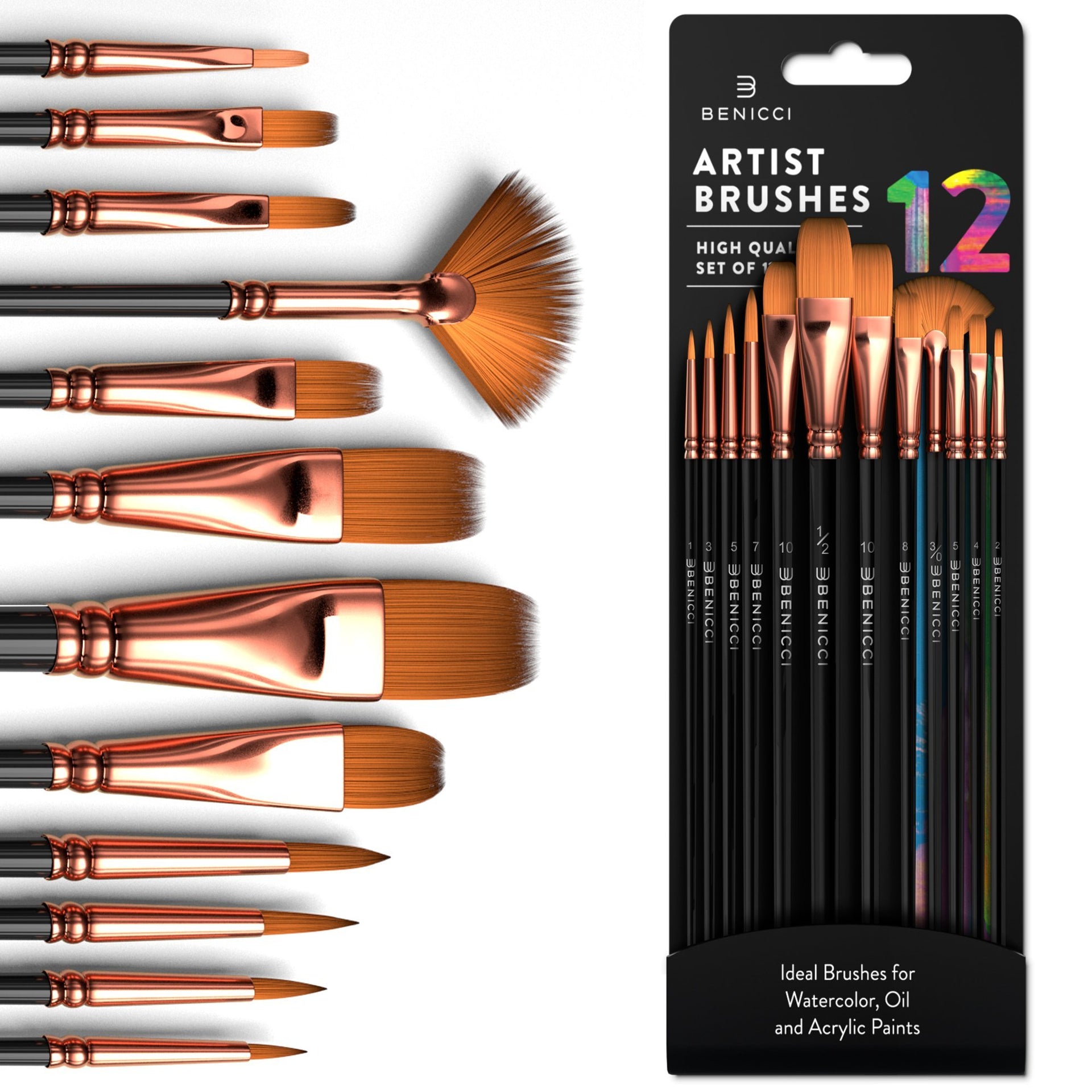 Paint Brush Set with Wood Handles, 4 Piece - ECO Quality