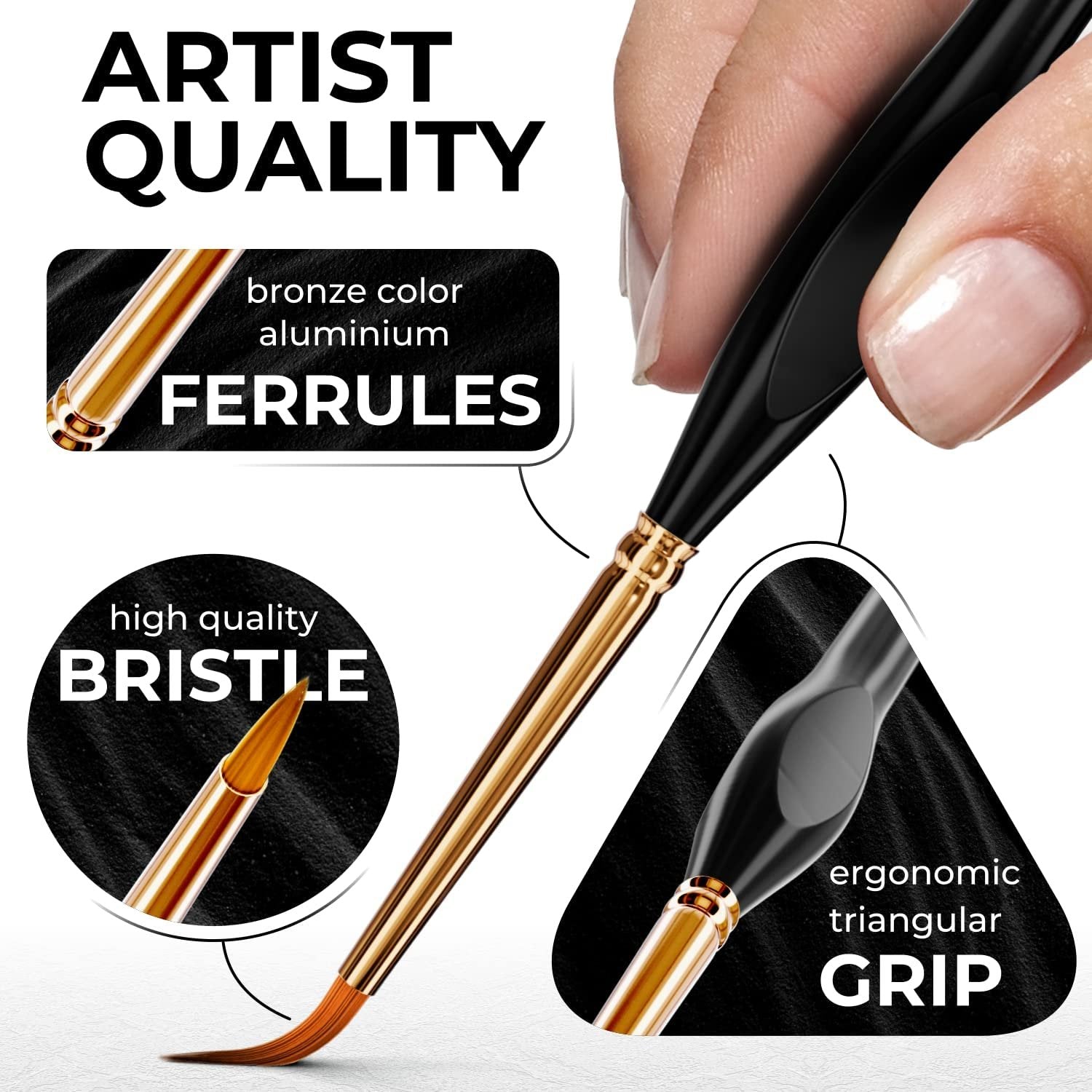 Easy Grip 40 Piece Artist Paint Brush Set with Storage Case - Includes –  Benicci