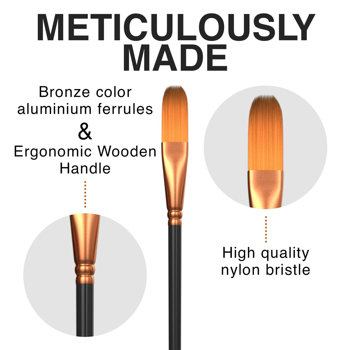 Professional Paint Brush Set of 12 Artist Paintbrush Kit for Canvas