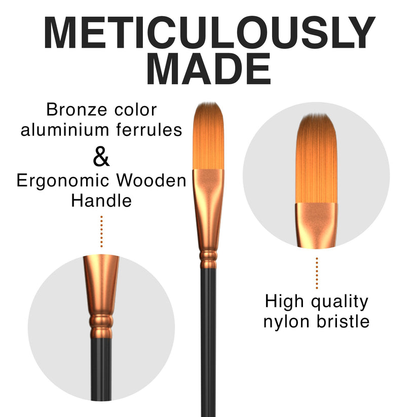 Professional Paint Brush Set of 12 Artist Paintbrush Kit for Canvas, Gouache, and Fabric Art