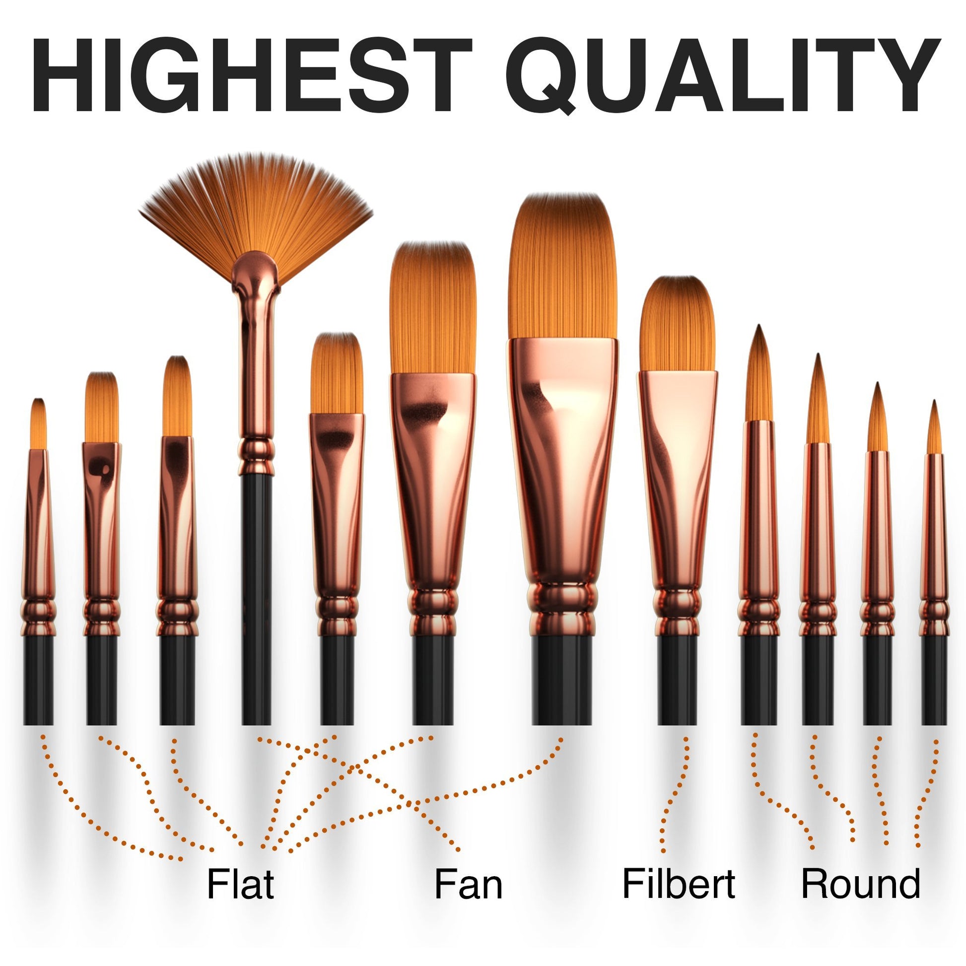 Professional Artist Paint Brush Set of 40 with Storage Case - Includes Round and Flat Art Brushes with Hog, Pony, and Nylon Hair Bristles - Perfect